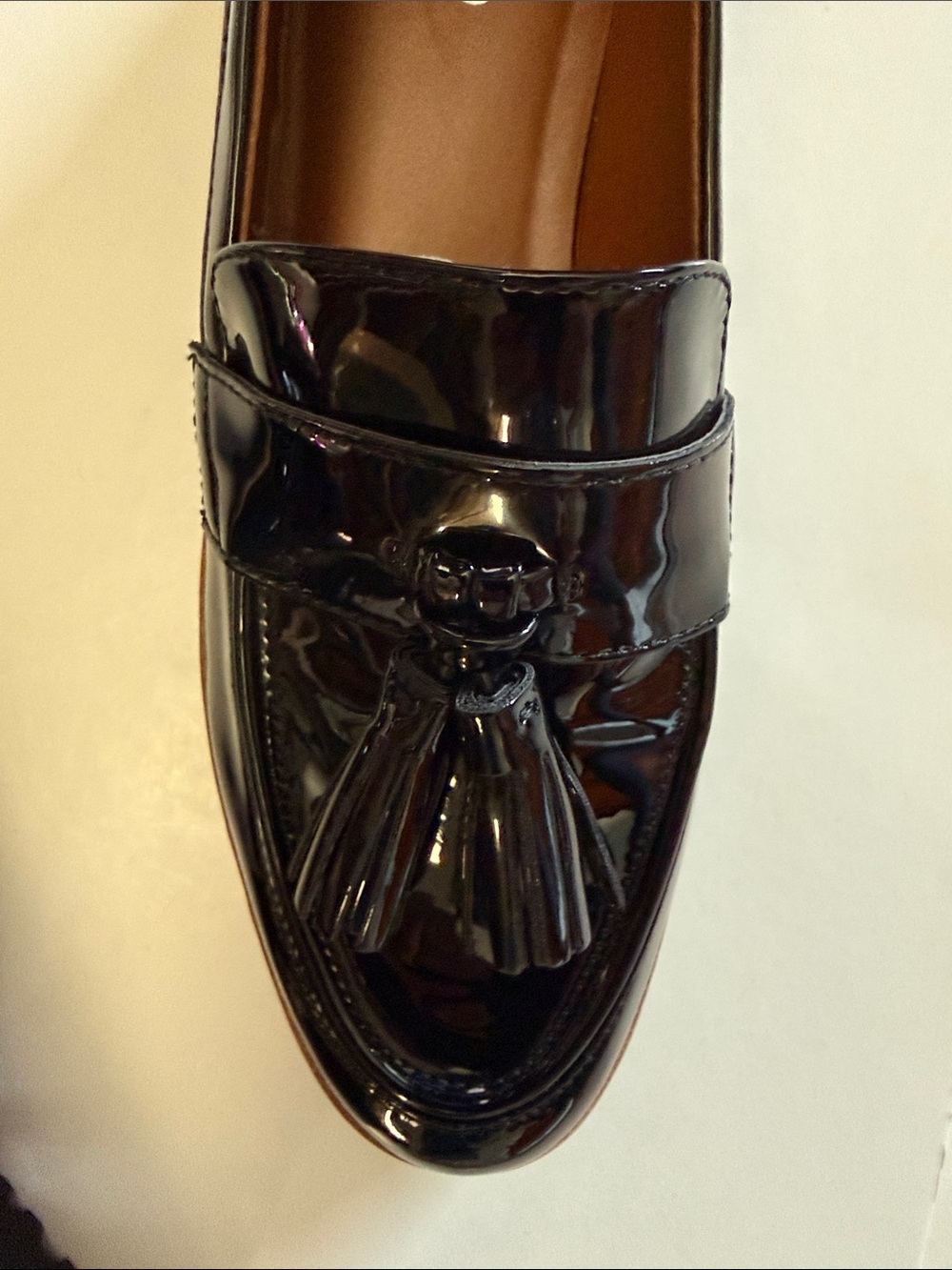 NWT FRANCO SARTO BLACK PTENT TASSEL PENNY LOAFERS, SIZE 9 - Picture 5 of 11